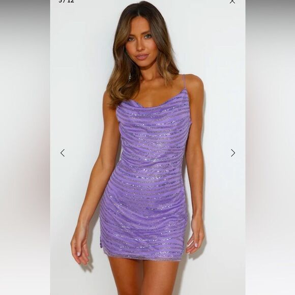 NWT Hello Molly Shimmering Star Sequin Mini Dress Purple  Sz XS Sleeveless - Picture 3 of 16